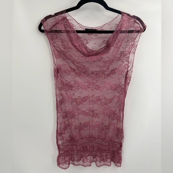 Limited too vintage Y2K pink boho off the shoulder pink lacy blouse size medium - Picture 1 of 16